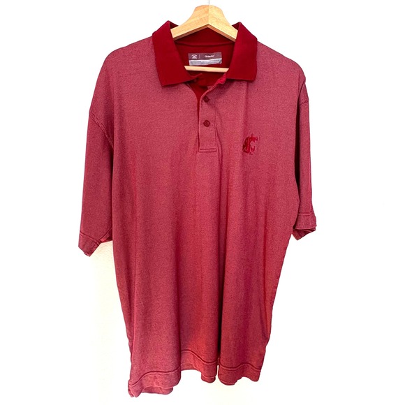 Men's Cutter & Buck Washington State Cougars Red Polo Large, Dry Tec Golf Sports - Picture 1 of 6